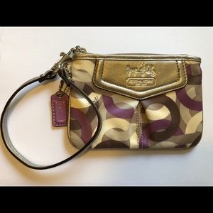 Coach Cream & Lavender Big C Wristlet